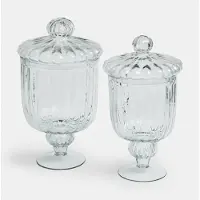 Loberon Glazen pot set van 2 Mélomiane
