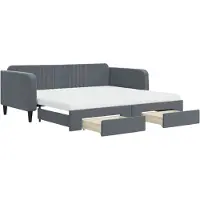 vidaXL Slaapbank onderschuifbed lades 100x200 cm fluweel donkergrijs