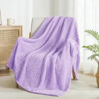Famanu – Extra grote fleece plaid, superzacht en warm, ideaal voor bank, sofa en bed, wafeltextuur, gezellig, pluizig en lichtgewicht, lila paars, 127x178 cm