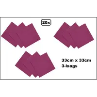 Wefiesta 20 stuks Servetten paars 33cm x 33cm - 3 laags - Cocktail servet diner eten knoeien restaurant BBQ thema feest verjaardag feest