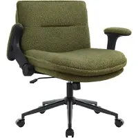 Famanu – Bureaustoel met gekruiste poten en wielen, ergonomisch ontwerp met opklapbare armen, groen