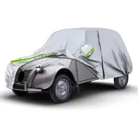 Famanu – Autohoes voor Citroen 2CV 1948-1990 en Citroen Dyane 1967-1983, volledige garagehoes, zilver, waterdicht met ritssluiting, bescherming tegen sneeuw en regen