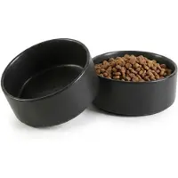 Famanu – Drinkbak en voederbak voor honden, antislip, voor kleine honden, set van 2, 13 cm, 140 g/320 ml, zwart
