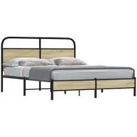 vidaXL Bedframe zonder matras bewerkt hout sonoma eikenkleur 150x200cm