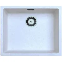 Pure.Sink Zand Wit Creme Spoelbak 50x40 cm Onderbouw, Opbouw en Vlakinbouw met Gun metal Plug 1208970544