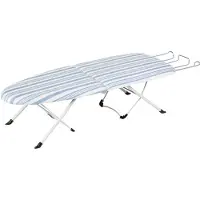 Famanu – Inklapbare strijkplank met ijzeren steun voor op tafel, ideaal voor strijken, blauwe streep