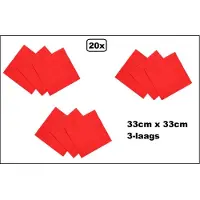 Wefiesta 20 stuks Servetten rood 33cm x 33cm - 3 laags - Cocktail servet diner eten knoeien restaurant BBQ thema feest verjaardag feest