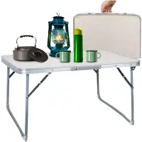 Famanu – Klaptafel voor camping 60 x 40 cm met lichtgewicht aluminium frame, weerbestendig, eenvoudig te vouwen en uit te klappen, ideaal voor tuin en balkon