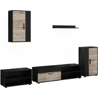 Vicco Woonwand Berno, Zwart/Zand eik, Set van 5 stuks