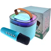 Doppler Diamond – Bluetooth Karaoke Set met Draadloze Microfoon, LED Verlichting & 10W Stereo Speaker – Turquoise Blauw