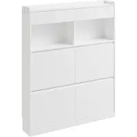 SoBuy Schoenenkast smal - 12 paar schoenen - 2 laden - 4 deuren - wit | FSR224-E-W