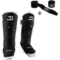 Joyagear “VELCRO” Scheenbeschermer – Kickboksen/MMA/Muay Thai – Zwart – XL – incl. Bandage