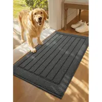 Famanu – Antislip deurmat voor binnen, vuilvanger en absorberend tapijt, wasbaar, laag profiel, 43,5 x 75 cm, grijs, geschikt voor entree en veranda