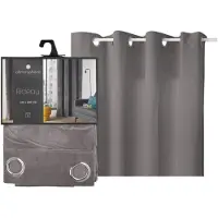 Atmosphera gordijn lilou - 2x - L260 x B140 cm - donkergrijs - polyester - met ringen