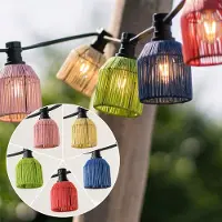 LumenXL Prikkabel set inclusief gekleurde kappen in rotanlook, verkrijgbaar met verschillende LED lampen