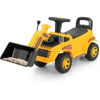 Costway Kindergraafmachine met motorsound en omkappingsbescherming, zitgraafmachine voor kinderen vanaf 1 jaar oud, geschikt voor gebruik in een zandbak