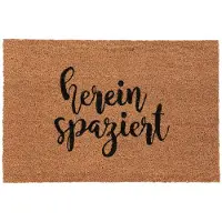 Famanu – Deurmat van kokos met Duits opschrift "hereinspaziert", 60 x 40 cm, antislip voor binnen en buiten