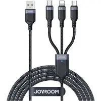 JOYROOM Multi-Use 3.5A 3-in-1 Kabel - USB-A naar Lightning en Type-C en Micro-USB - 1,2 m - Zwart