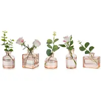 Famanu – Set van 5 kleine glazen bud vazen voor bloemen, decoratieve champagne vazen voor woonkamer en eettafel, ideaal voor bruiloften en feestjes