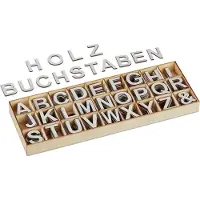 Relaxdays houten letters - 324-delige set - 3 cm - kleine blokletters - A-Z, &-teken - decoratie