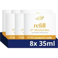 Dove 0% Alcohol Refillable Deodorant - No. 38 Caramel & Vanilla - beschermt tot 72 uur tegen zweet en lichaamsgeur - 8 x 35 ml
