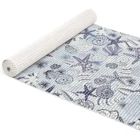 ANRO Badmat Schelpen Blauw 65x140cm Antislip Douchemat Afwasbaar Sneldrogend