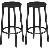 HOOBRO Barstoelen, set van 2, zwart, metalen frame, verstelbare poten, 64 cm hoog