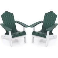 Costway 2-delige set Adirondack-stoelen, inklapbaar, Adirondack-stoelen van kunststof, geschikt tot 180 kg, weerbestendige tuinstoelen met hoge rugleuning en brede armleuningen