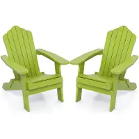 Costway 2-delige set Adirondack-stoelen, inklapbaar, Adirondack-stoelen van kunststof, geschikt tot 180 kg, weerbestendige tuinstoelen met hoge rugleuning en brede armleuningen