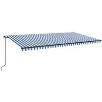 vidaXL Luifel handmatig uittrekbaar met LED 600x300 cm blauw en wit