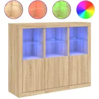 vidaXL Dressoirs met LED-verlichting 3 st bewerkt hout sonoma eiken