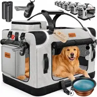 LOVPET reisBench Hondenbench hondenbox honden transportbox opvouwbaar incl. transportzak hondenbak transportbox voor huisdieren, honden en katten transportbox - XXL, Lichtgrijs