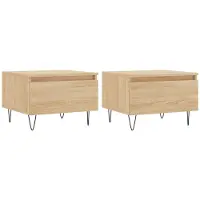 vidaXL Salontafels 2 st 50x46x35 cm bewerkt hout sonoma eikenkleurig