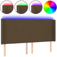 vidaXL Hoofdbord LED 183x16x118/128 cm stof donkerbruin