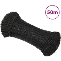 vidaXL Werktouw 3 mm 50 m polypropeen zwart