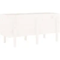 vidaXL Plantenbak verhoogd 121x50x57 cm massief grenenhout wit