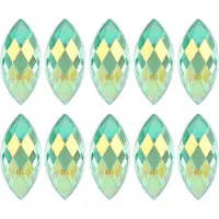 Gistuch 500 stuks AB-kristallen, paardenoog-vorm, imitatie, platte achterkant, lichtgroene kleur, 7 x 15 mm