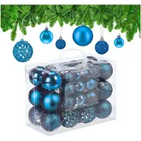 Relaxdays kerstballen - 50x st - kobalt blauw - 3, 4 en 6 cm - kunststof - Kerstbal