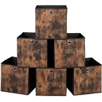 Relaxdays opbergmand - set van 6 - 30x30x30 cm - opvouwbaar - houtlook - zwart-bruin