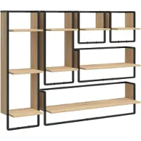 vidaXL 6-delige Wandschappenset met stangen bewerkt hout sonoma eiken