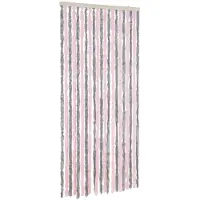 vidaXL Vliegengordijn 90x200 cm chenille zilvergrijs en roze