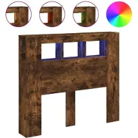 vidaXL Hoofdeinde met LED 120x18,5x103,5 cm bewerkt hout gerookt eiken