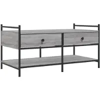 vidaXL Salontafel 99x50x50 cm bewerkt hout grijs sonoma eikenkleurig