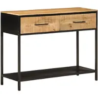 vidaXL Wandtafel 100x35x76 cm massief mangohout en ijzer