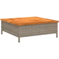 vidaXL Tuintafel 70x70x25 cm poly rattan en acaciahout grijs