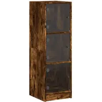 DKD Home Decor Hoge kast met glazen deuren 35x37x109 cm gerookt eikenkleurig