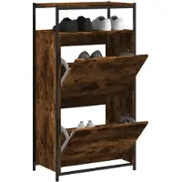 vidaXL Schoenenkast 60x34x112 cm bewerkt hout gerookt eikenkleurig