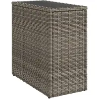 vidaXL Tuinbijzettafel met glazen blad 58x27,5x55 cm poly rattan grijs