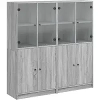 vidaXL Boekenkast met deuren 136x37x142 cm hout grijs sonoma eiken
