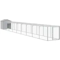 vidaXL Kippenhok met ren 117x1017x123 cm staal lichtgrijs